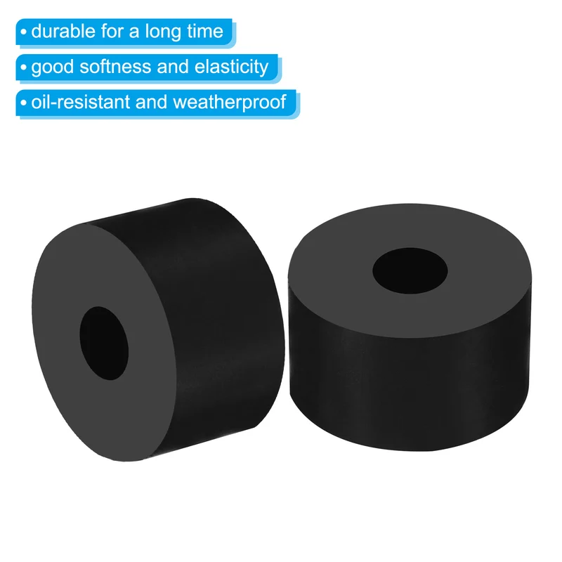 Rubber Anti-Vibration Spacer, 8 Pcs 1.6" OD x 25/64" ID x 0.8" Thickness Rubber Spacer for HVAC, Air Conditioner, Washer, Car Accessories, Black
