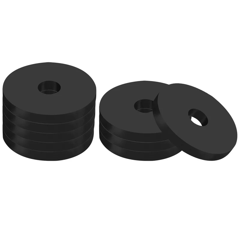 Rubber Anti-Vibration Spacer, 8 Pcs 1.6" OD x 25/64" ID x 0.2" Thickness Rubber Spacer for HVAC, Air Conditioner, Washer, Car Accessories, Black