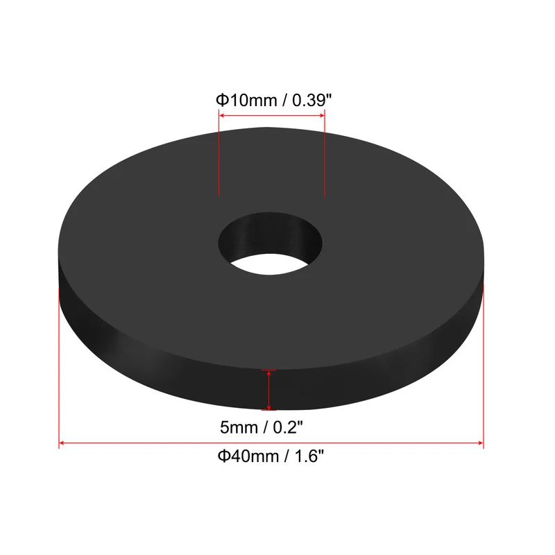 Rubber Anti-Vibration Spacer, 8 Pcs 1.6" OD x 25/64" ID x 0.2" Thickness Rubber Spacer for HVAC, Air Conditioner, Washer, Car Accessories, Black