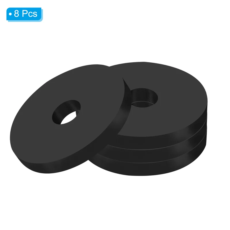 Rubber Anti-Vibration Spacer, 8 Pcs 1.6" OD x 25/64" ID x 0.2" Thickness Rubber Spacer for HVAC, Air Conditioner, Washer, Car Accessories, Black