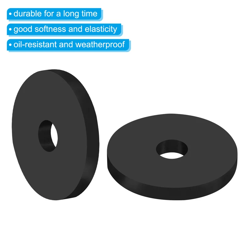 Rubber Anti-Vibration Spacer, 8 Pcs 1.6" OD x 25/64" ID x 0.2" Thickness Rubber Spacer for HVAC, Air Conditioner, Washer, Car Accessories, Black