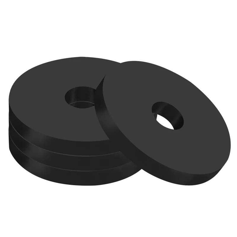 4Pcs Multi Purpose Rubber Spacer, 1.6" OD x 25/64" ID x 0.2" Thickness, Black