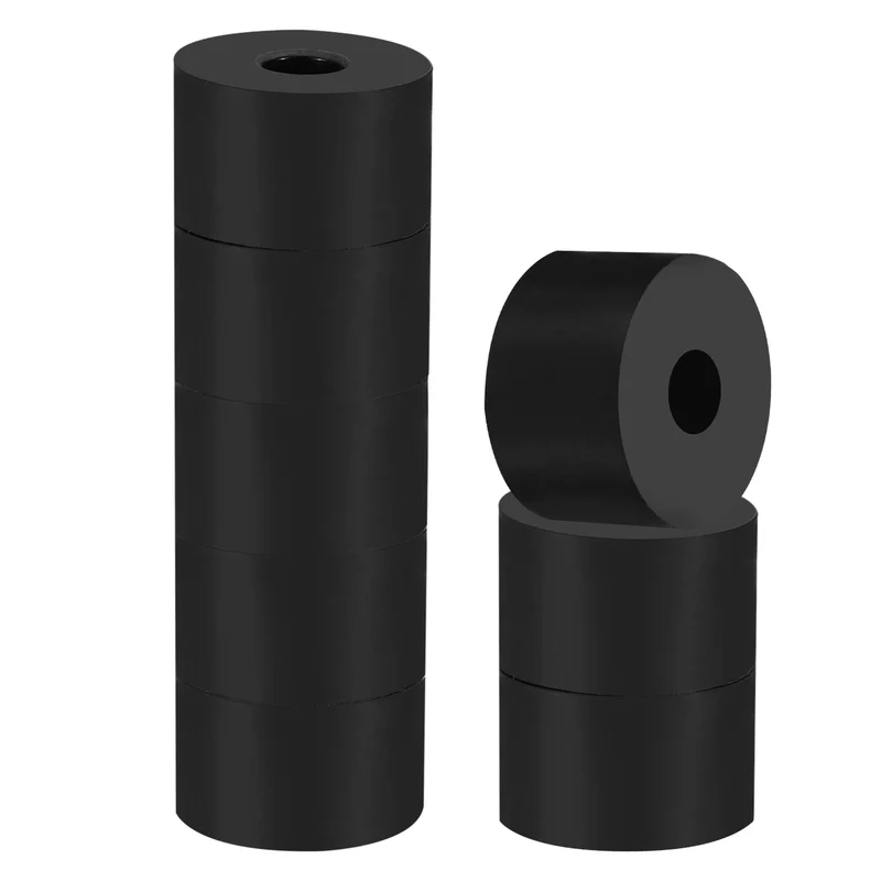 Rubber Anti-Vibration Spacer, 8 Pcs 1.4" OD x 25/64" ID x 0.8" Thickness Rubber Spacer for HVAC, Air Conditioner, Washer, Car Accessories, Black