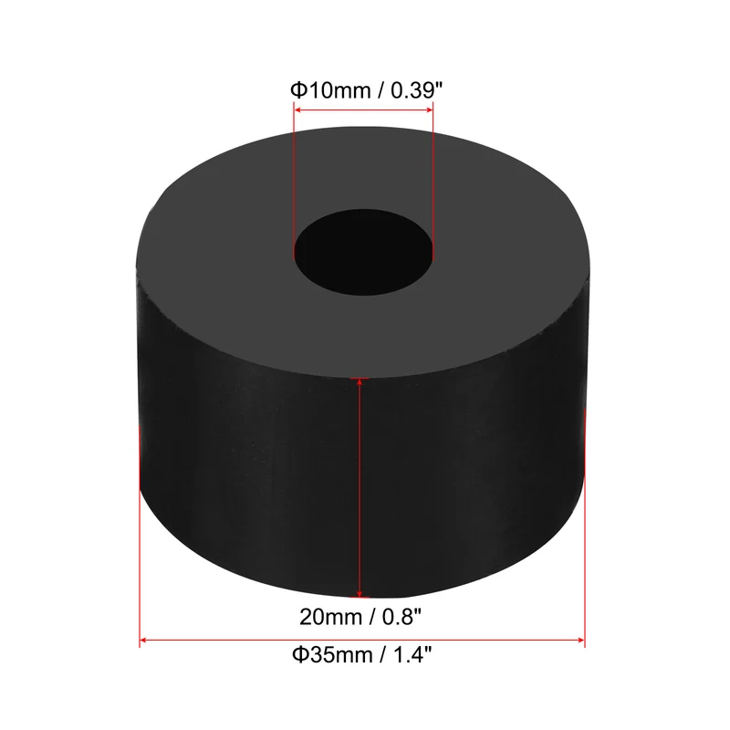Rubber Anti-Vibration Spacer, 8 Pcs 1.4" OD x 25/64" ID x 0.8" Thickness Rubber Spacer for HVAC, Air Conditioner, Washer, Car Accessories, Black