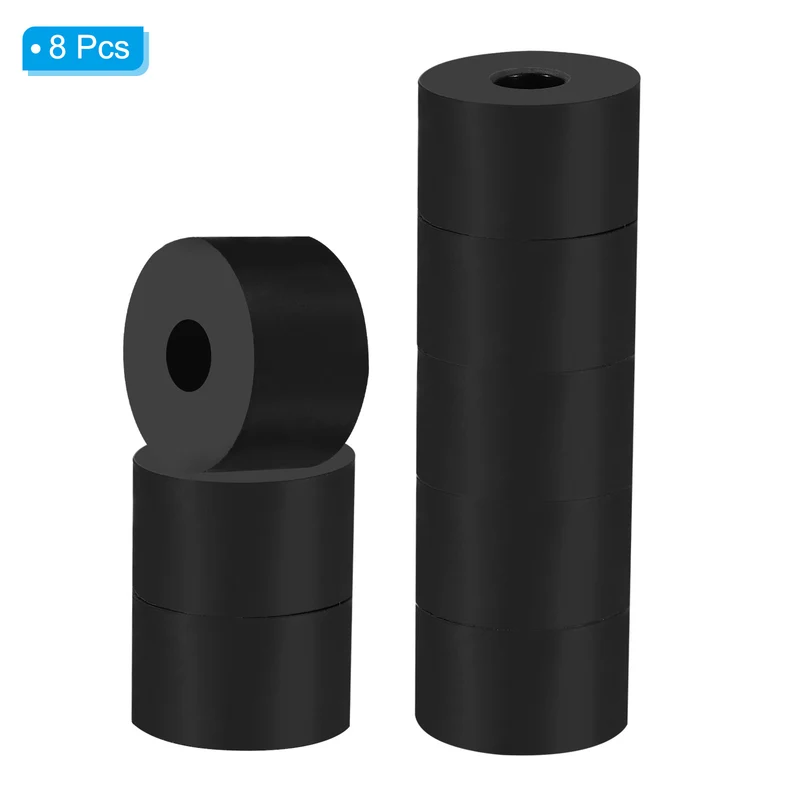 Rubber Anti-Vibration Spacer, 8 Pcs 1.4" OD x 25/64" ID x 0.8" Thickness Rubber Spacer for HVAC, Air Conditioner, Washer, Car Accessories, Black