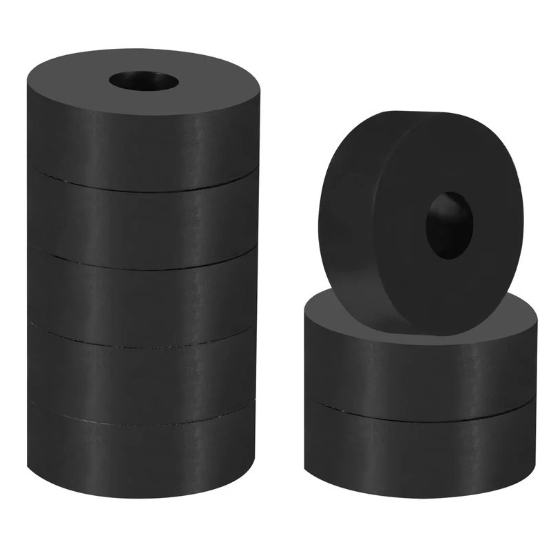 Rubber Anti-Vibration Spacer, 8 Pcs 1.4" OD x 25/64" ID x 0.6" Thickness Rubber Spacer for HVAC, Air Conditioner, Washer, Car Accessories, Black