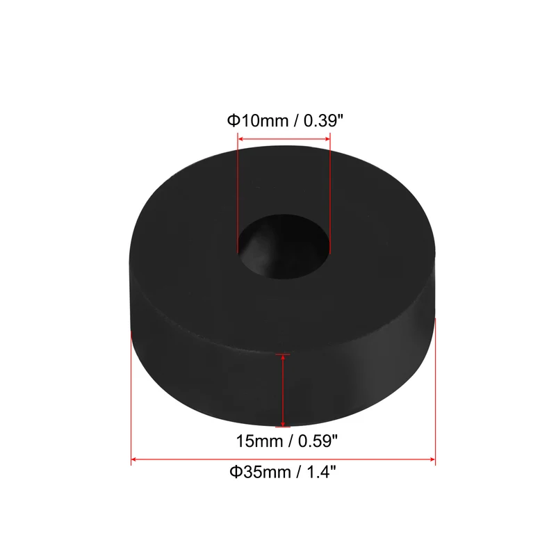 Rubber Anti-Vibration Spacer, 8 Pcs 1.4" OD x 25/64" ID x 0.6" Thickness Rubber Spacer for HVAC, Air Conditioner, Washer, Car Accessories, Black