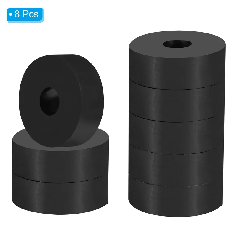 Rubber Anti-Vibration Spacer, 8 Pcs 1.4" OD x 25/64" ID x 0.6" Thickness Rubber Spacer for HVAC, Air Conditioner, Washer, Car Accessories, Black