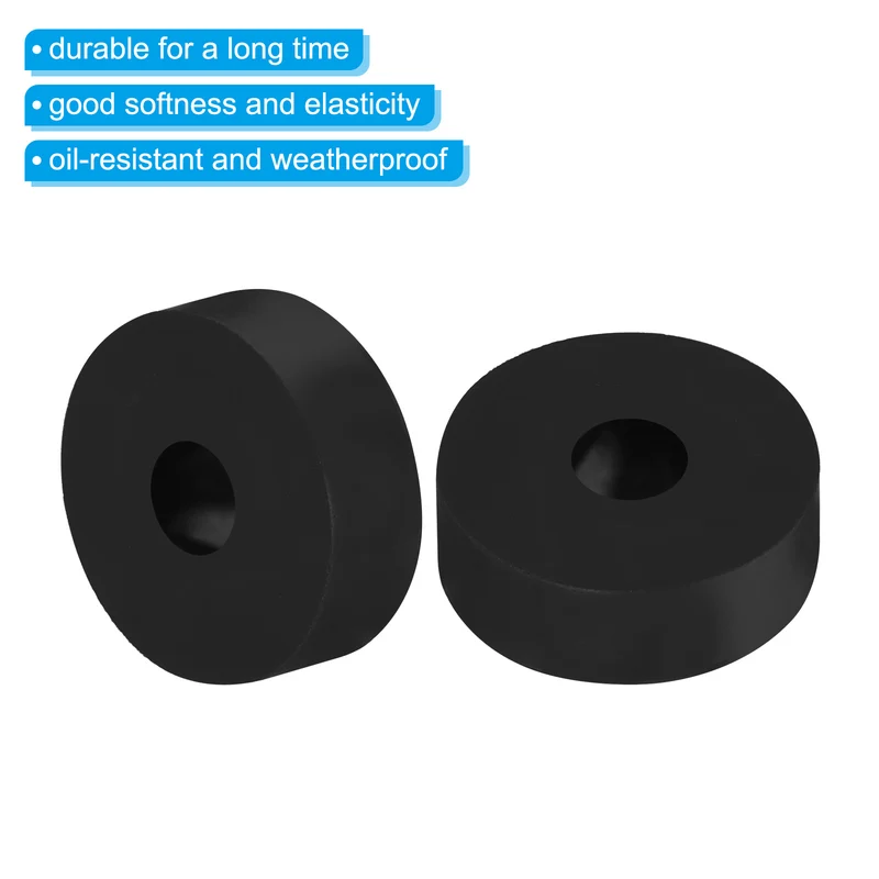 Rubber Anti-Vibration Spacer, 8 Pcs 1.4" OD x 25/64" ID x 0.6" Thickness Rubber Spacer for HVAC, Air Conditioner, Washer, Car Accessories, Black