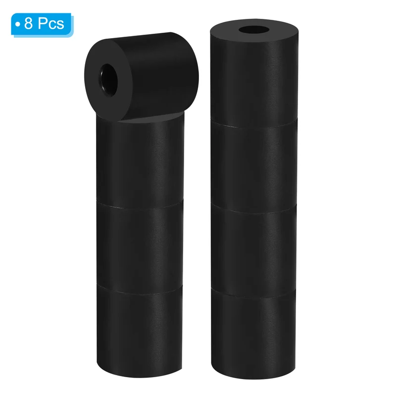 Rubber Anti-Vibration Spacer, 8 Pcs 1.2" OD x 25/64" ID x 1.2" Thickness Rubber Spacer for HVAC, Air Conditioner, Washer, Car Accessories, Black