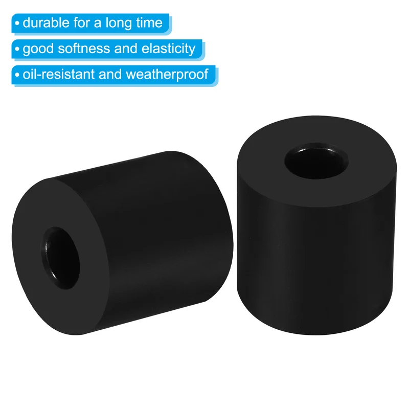 Rubber Anti-Vibration Spacer, 8 Pcs 1.2" OD x 25/64" ID x 1.2" Thickness Rubber Spacer for HVAC, Air Conditioner, Washer, Car Accessories, Black