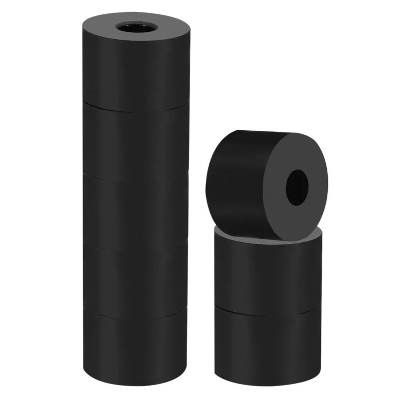 Rubber Anti-Vibration Spacer, 8 Pcs 1.2" OD x 25/64" ID x 0.8" Thickness Rubber Spacer for HVAC, Air Conditioner, Washer, Car Accessories, Black