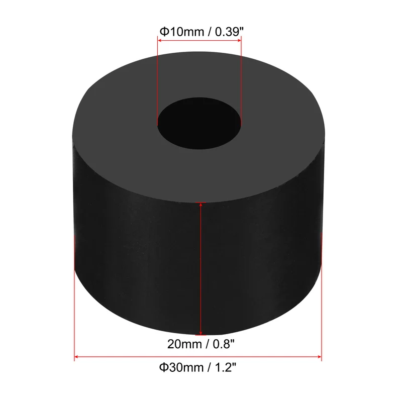 Rubber Anti-Vibration Spacer, 8 Pcs 1.2" OD x 25/64" ID x 0.8" Thickness Rubber Spacer for HVAC, Air Conditioner, Washer, Car Accessories, Black