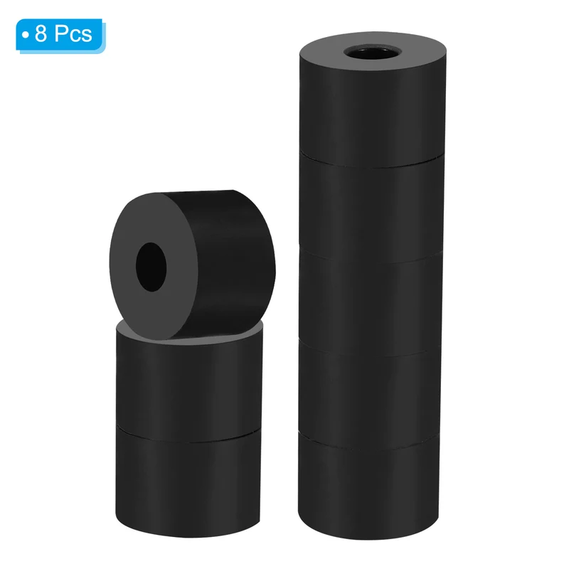 Rubber Anti-Vibration Spacer, 8 Pcs 1.2" OD x 25/64" ID x 0.8" Thickness Rubber Spacer for HVAC, Air Conditioner, Washer, Car Accessories, Black