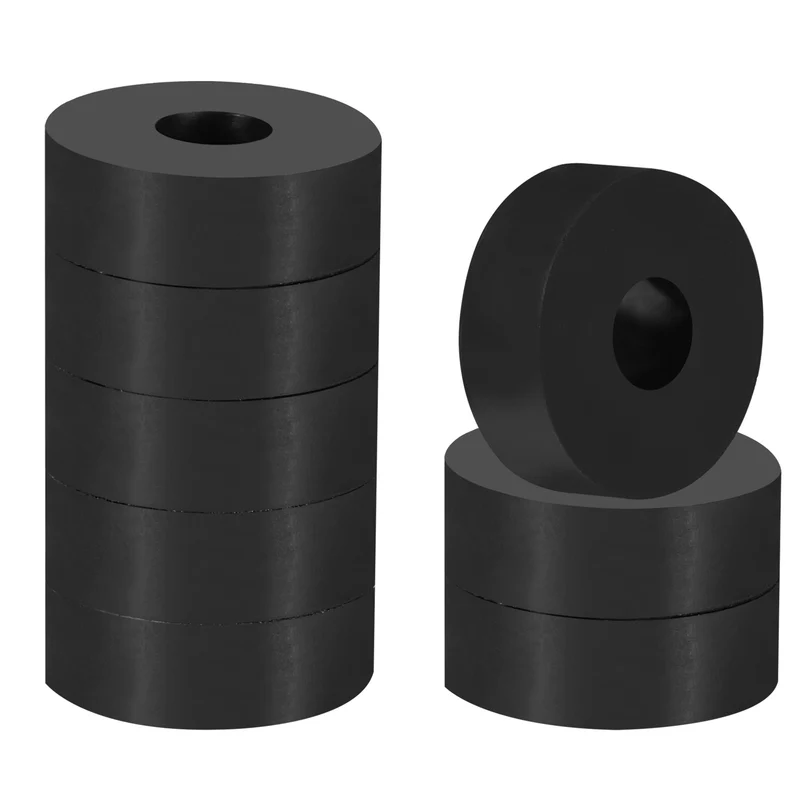16Pcs Multi Purpose Rubber Spacer, 1.2" OD x 25/64" ID x 0.4" Thickness, Black