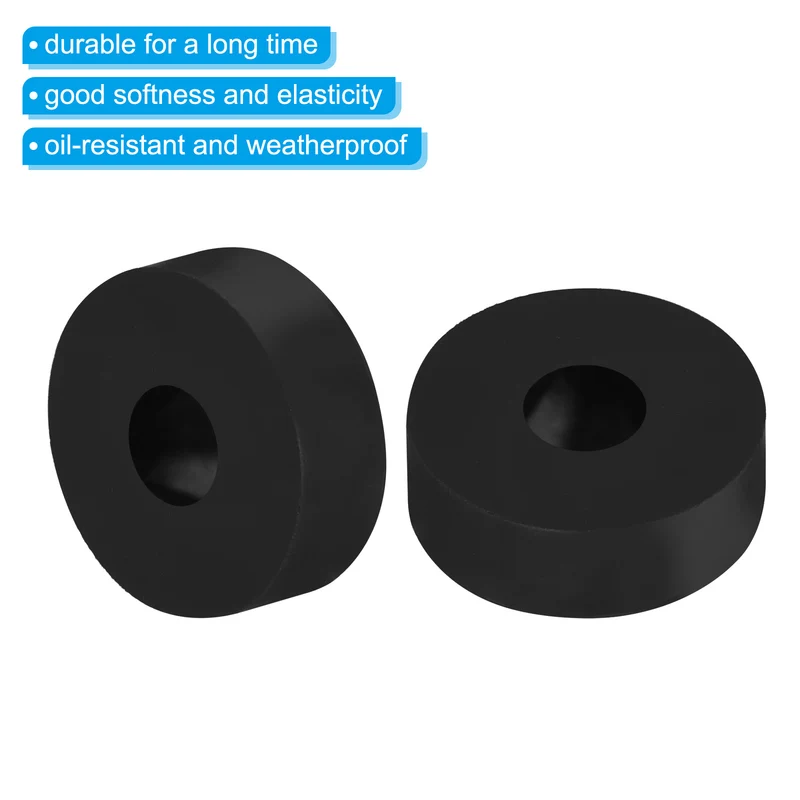 16Pcs Multi Purpose Rubber Spacer, 1.2" OD x 25/64" ID x 0.4" Thickness, Black