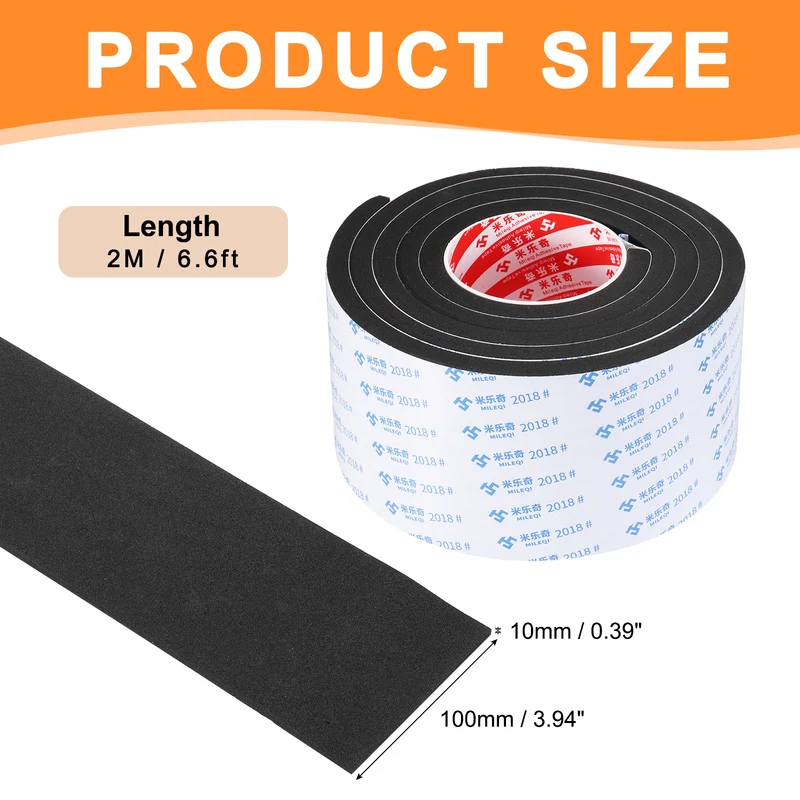 Foam Tape 100mm W x 10mm t x 2M Weather Stripping Black for Door Window