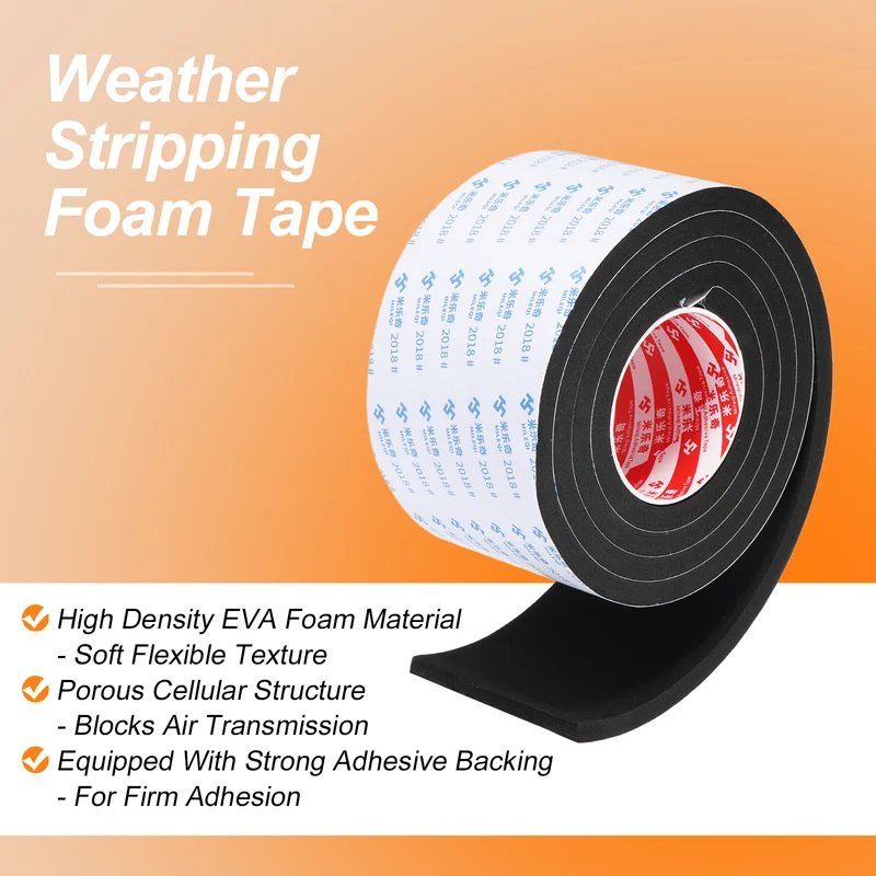 Foam Tape 100mm W x 10mm t x 2M Weather Stripping Black for Door Window