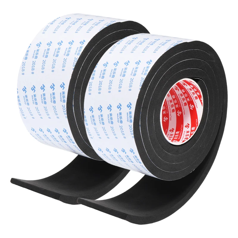 2pcs Foam Tape 80mm W x 10mm t x 2M Weather Stripping Black for Door Window