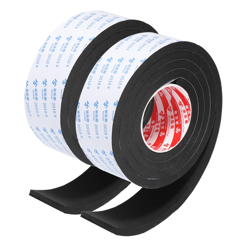 2pcs Foam Tape 60mm W x 10mm t x 2M Weather Stripping Black for Door Window