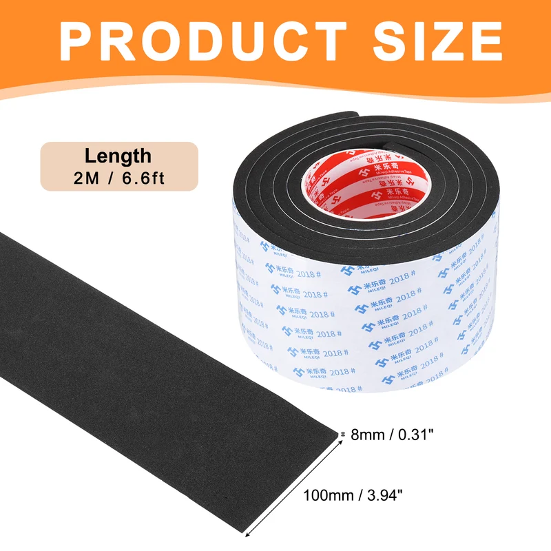 Foam Tape 100mm W x 8mm t x 2M Weather Stripping Black for Door Window