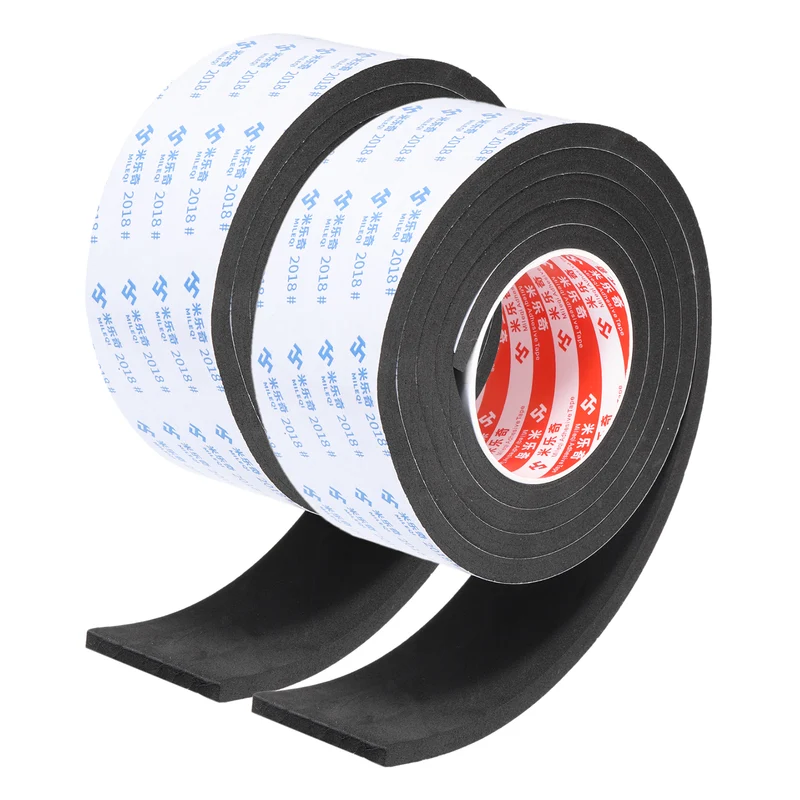 2pcs Foam Tape 60mm W x 8mm t x 2M Weather Stripping Black for Door Window
