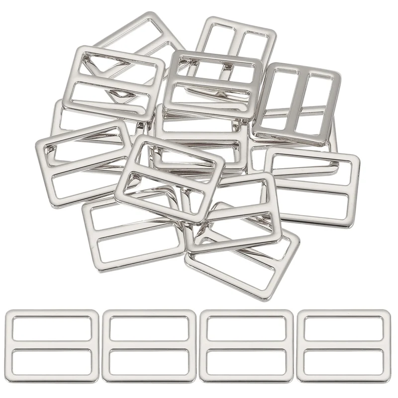 15 Pcs Metal Tri-glide Slide Buckle, 25mm Slider Strap Replacement, Silver