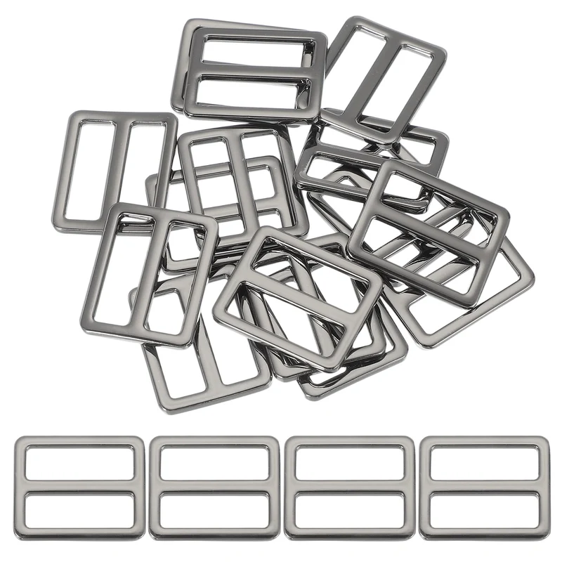 15 Pcs Metal Tri-glide Slide Buckle, 25mm Slider Strap Replacement, Bright Black