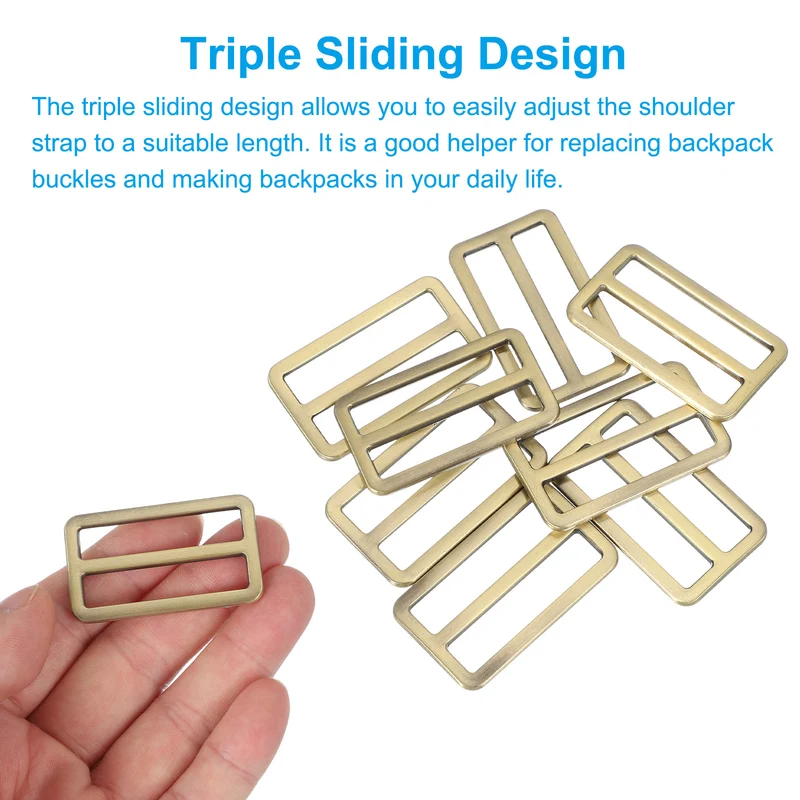 8 Pcs Metal Tri-glide Slide Buckle, 38mm Slider Strap Replacement, Bronze