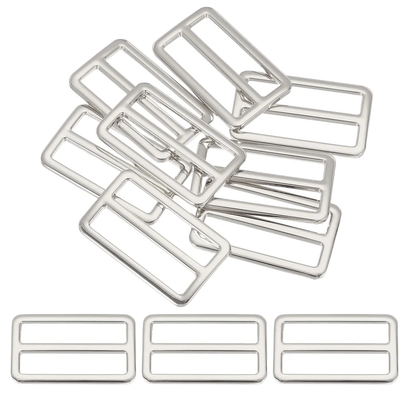 8 Pcs Metal Tri-glide Slide Buckle, 38mm Slider Strap Replacement, Silver