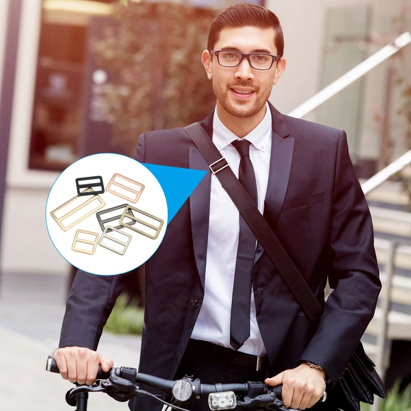 8 Pcs Metal Tri-glide Slide Buckle, 38mm Slider Strap Replacement, Bright Black
