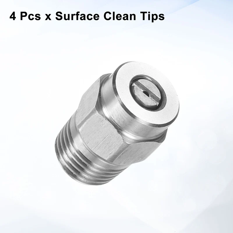 4pcs 15 Degree Surface Clean Tip 1/4 Inch NPT Male 1.236 Orifice Spray Nozzles