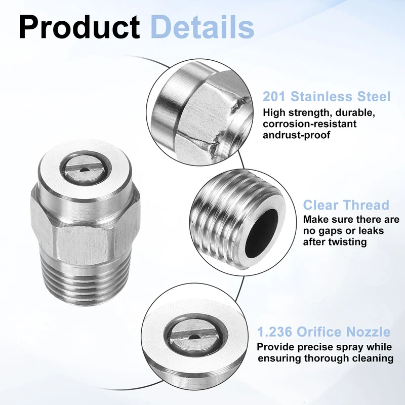 4pcs 15 Degree Surface Clean Tip 1/4 Inch NPT Male 1.236 Orifice Spray Nozzles