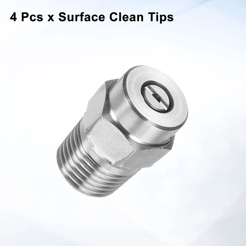 4pcs 25 Degree Surface Clean Tip 1/4 Inch NPT Male 1.514 Orifice Spray Nozzles