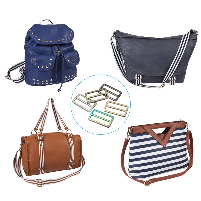 10 Pcs 1.5 Inch / 38mm Flat Metal Adjuster Belt Sliders Buckle Rainbow