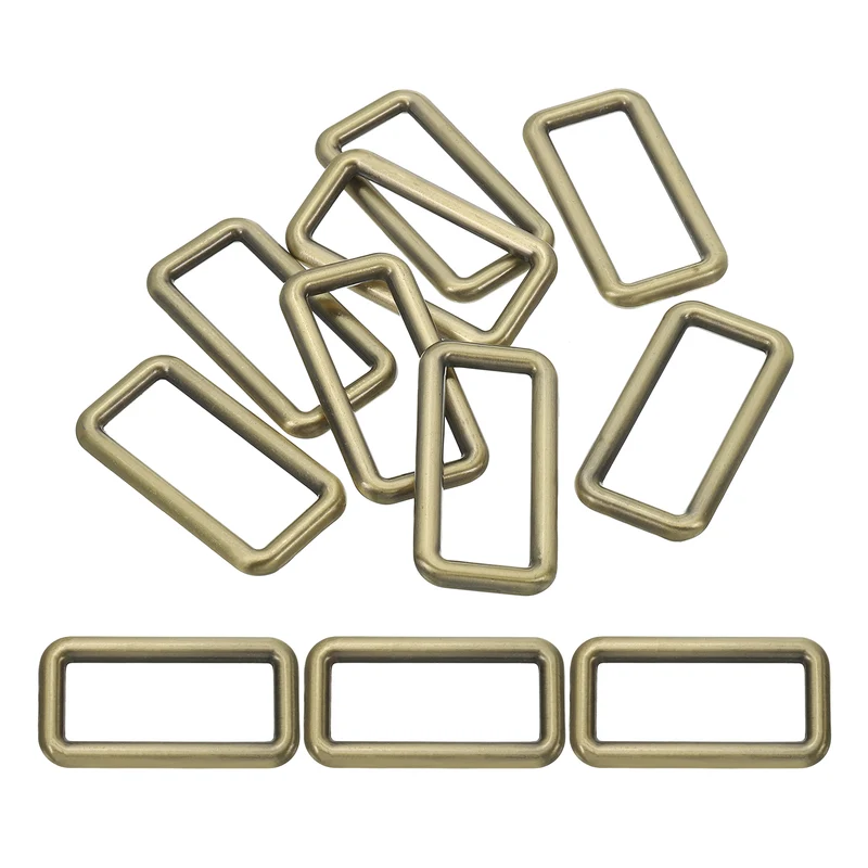 8 Pcs 1-1/2" / 38mm Flat Metal Rectangle Rings Buckle Square Loop Bronze