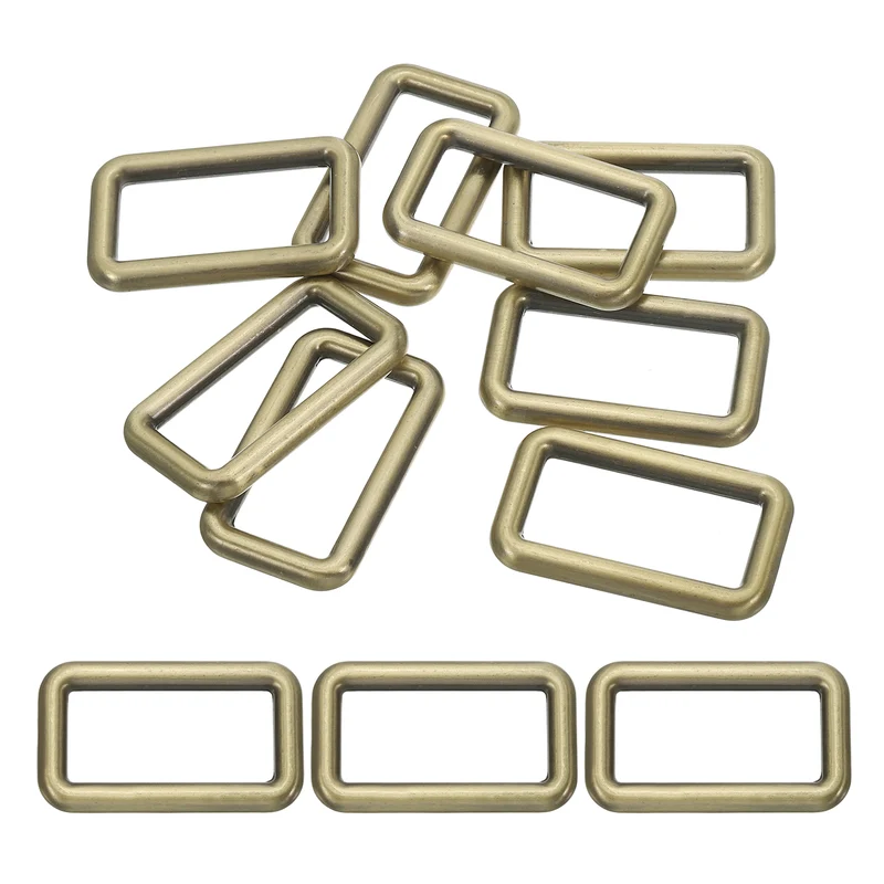 8 Pcs 1-1/4" / 32mm Flat Metal Rectangle Rings Buckle Square Loop Bronze