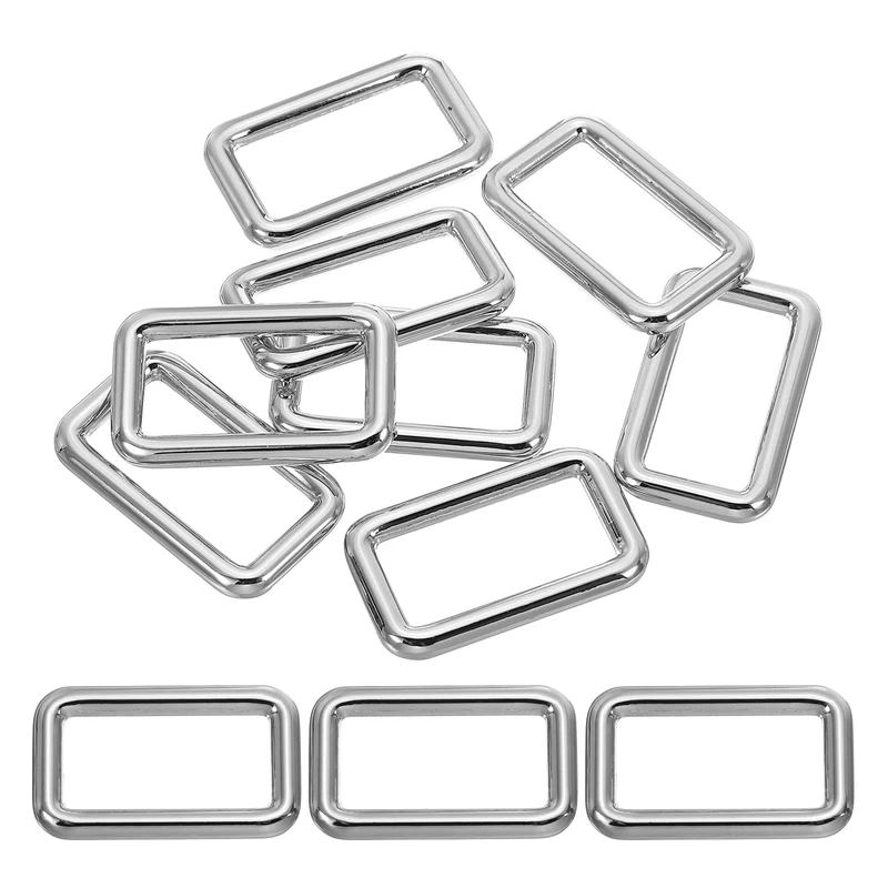 8 Pcs 1-1/4" / 32mm Flat Metal Rectangle Rings Buckle Square Loop Silver