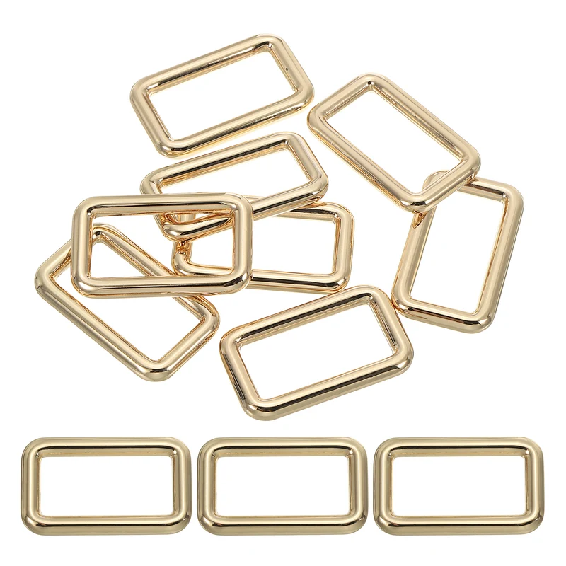 8 Pcs 1-1/4" / 32mm Flat Metal Rectangle Rings Buckle Square Loop Light Golden