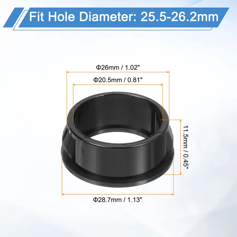 12 Pcs 1-1/32" Mounting Dia Black Round Nylon Snap in Cable Grommet Protector