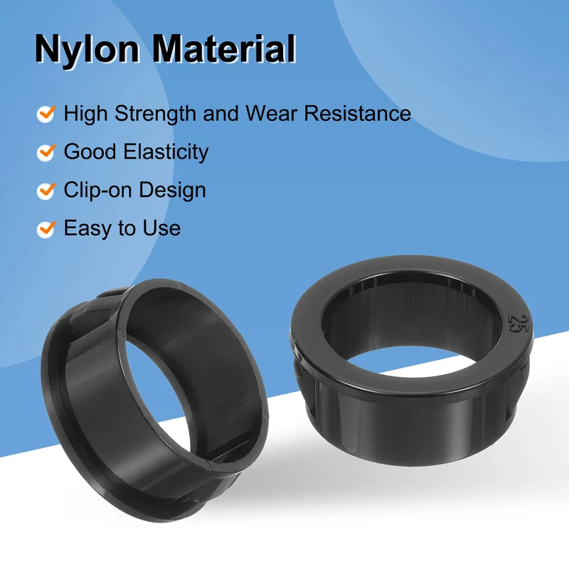 28Pcs 1" Mounting Dia Black Round Nylon Snap in Cable Grommet Protector