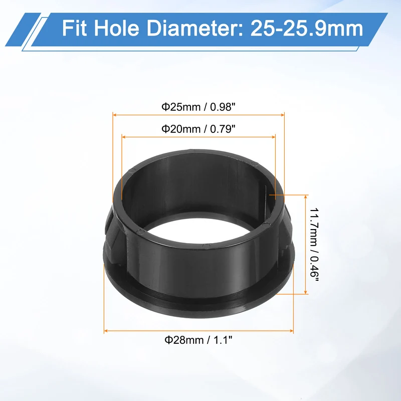 12 Pcs 1" Mounting Dia Black Round Nylon Snap in Cable Grommet Protector