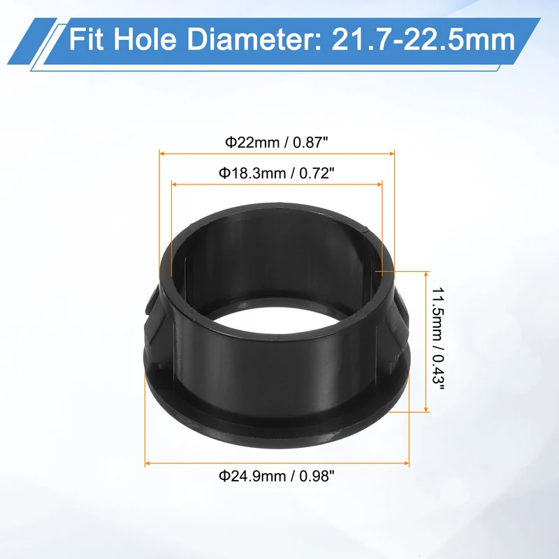 38 Pcs 7/8" Mounting Dia Black Round Nylon Snap in Cable Grommet Protector