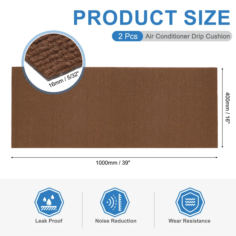 2Pcs Air Conditioner Drip Cushion 39"x16"x5/32" Self-Adhesive AC Top Pad Brown