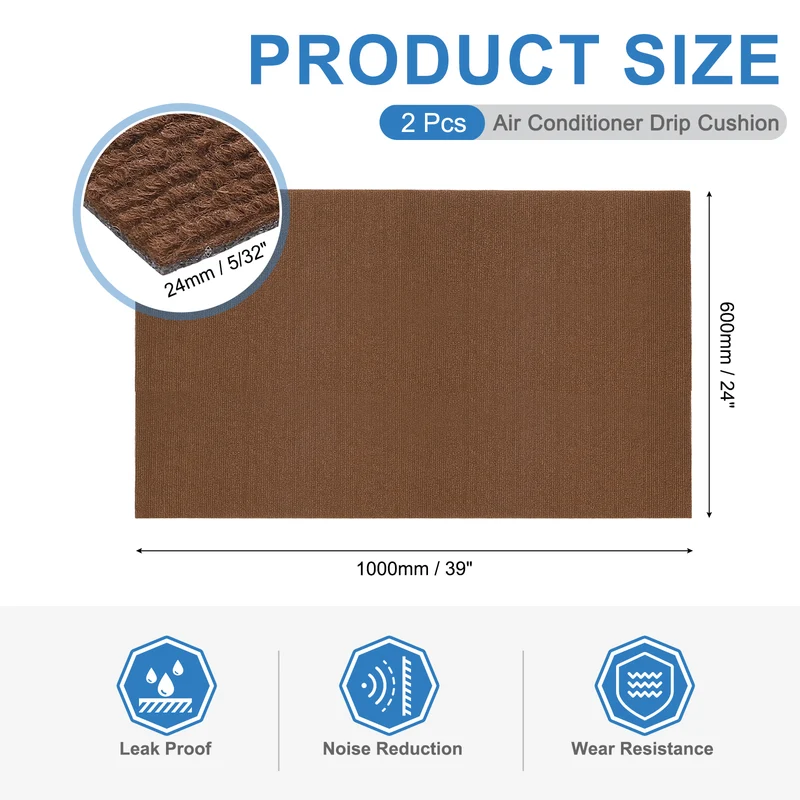 2Pcs Air Conditioner Drip Cushion 39"x24"x5/32" Self-Adhesive AC Top Pad Brown