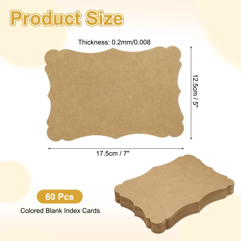 60Pcs Blank Kraft Cards Cardstock, 5x7 Inch Thick Cardstock Paper Brown