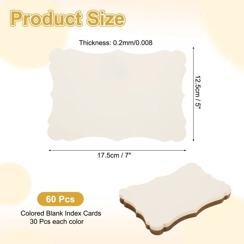 60Pcs Blank Kraft Cards Cardstock, 5x7 Inch Thick Cardstock Paper Brown White
