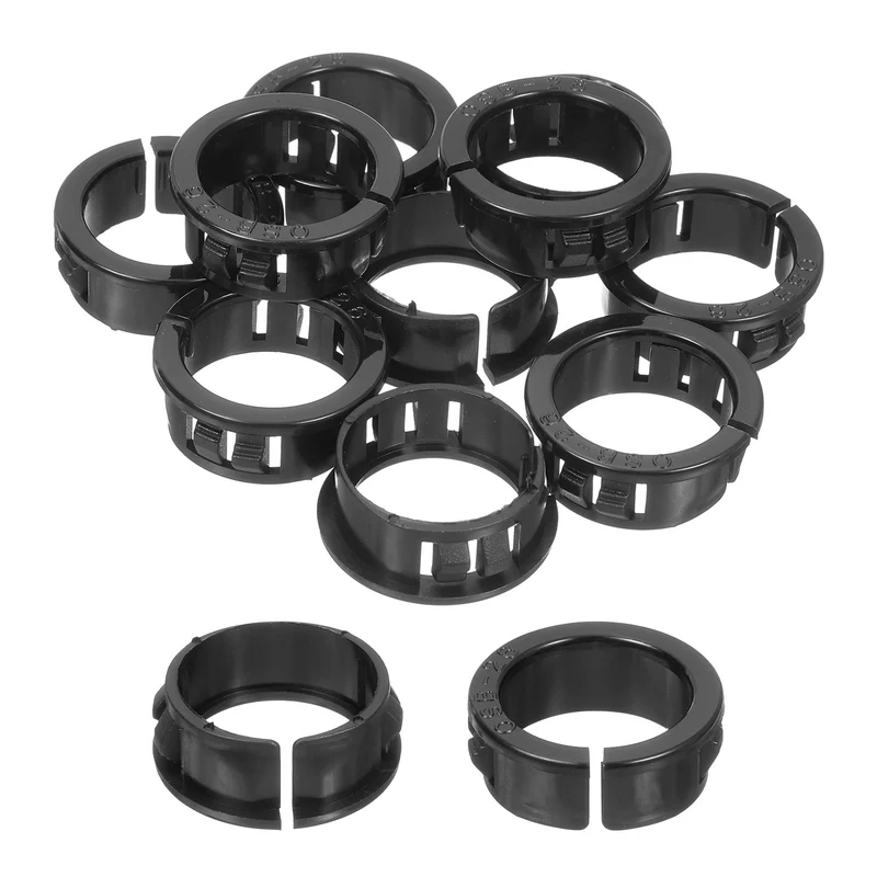 Cable Snap Bushing Grommets, 10Pcs 25mm/0.98" Mounting Dia Nylon Snap Bushing Grommet, Round Snap in Cable Hose Bushing for Various Cables Tubes Wire, Black