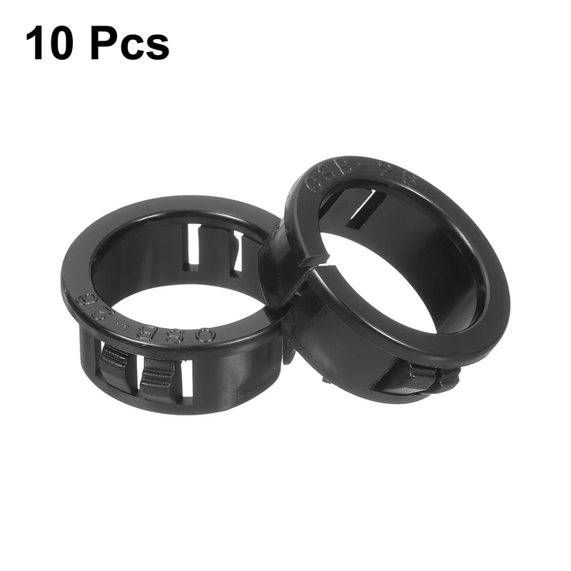 Cable Snap Bushing Grommets, 10Pcs 25mm/0.98" Mounting Dia Nylon Snap Bushing Grommet, Round Snap in Cable Hose Bushing for Various Cables Tubes Wire, Black