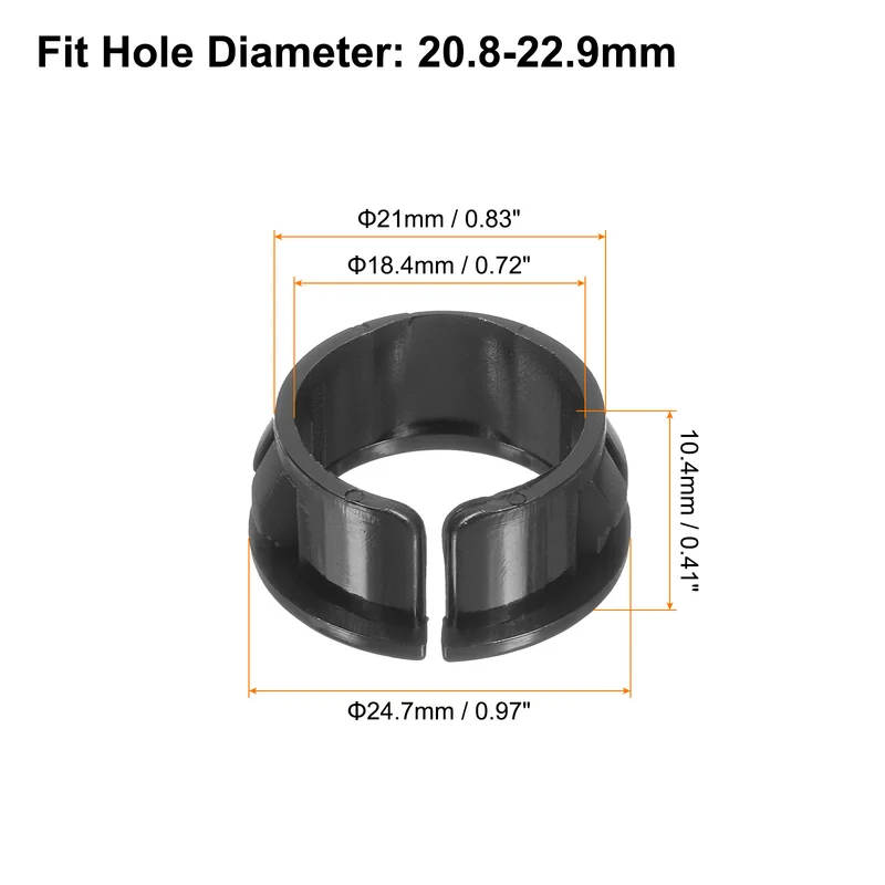 Cable Snap Bushing Grommets, 10Pcs 21mm/0.83" Mounting Dia Nylon Snap Bushing Grommet, Round Snap in Cable Hose Bushing for Various Cables Tubes Wire, Black